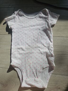 Carter's Toddler Girls White Pink Hearts Short Sleeve Bodysuit Size 24 Months🩷
